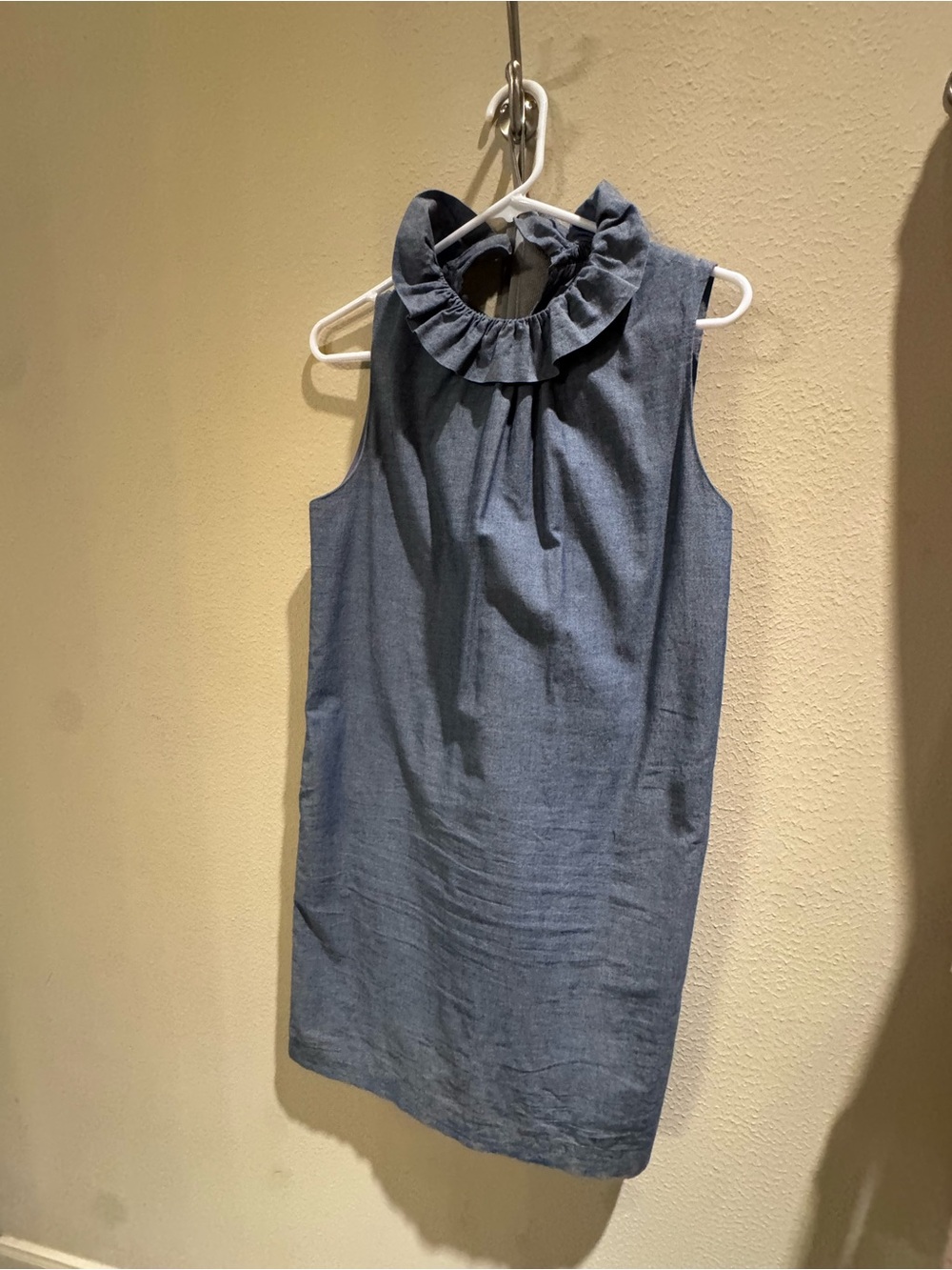 Banana Republic Chambray Blue Ruffled-Neck Sleeveless Dress